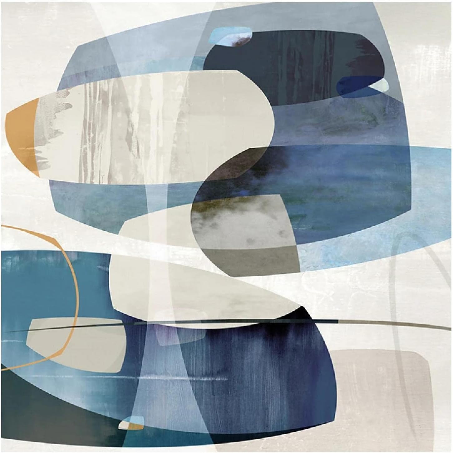 Abstract Blue Tone Canvas Posters Print Unique Decor Wall Art Pictures For Living Room Bedroom Studio 30x30cm/11.8”x11.8”/NoFrame