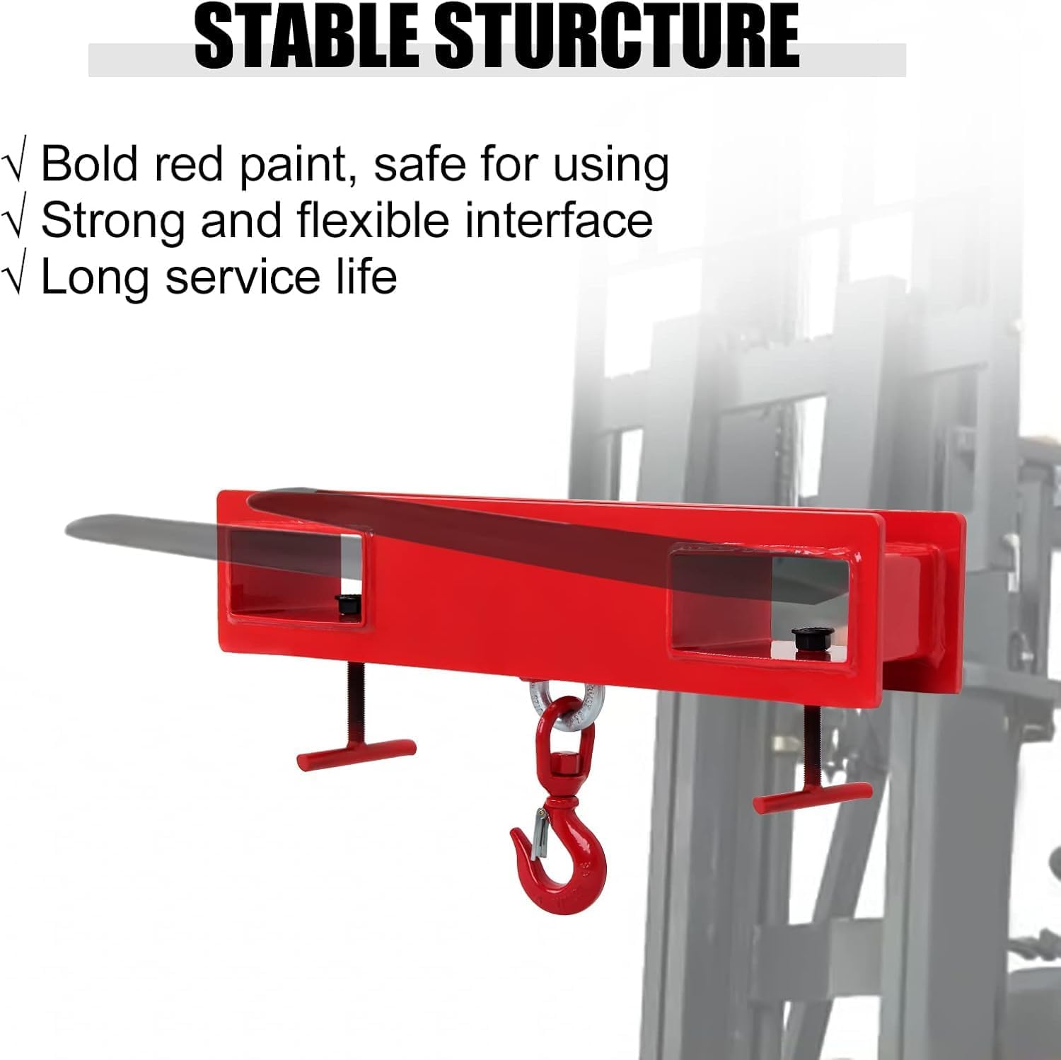 Forklift Mobile Crane, Forklift Crane Attachment 2 Hooks, Forklift Lifting Hoist W/Truss Jib Boom, Forklift Extension, Forklift Boom Attachment Towing Handling Equipment,2T