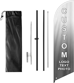 Custom Advertising Feather Flag Personalized Feather Flags Banner For Outside Business Advertisement, Customized Business Logo Text Double Sided 3.1x13.4Ft,