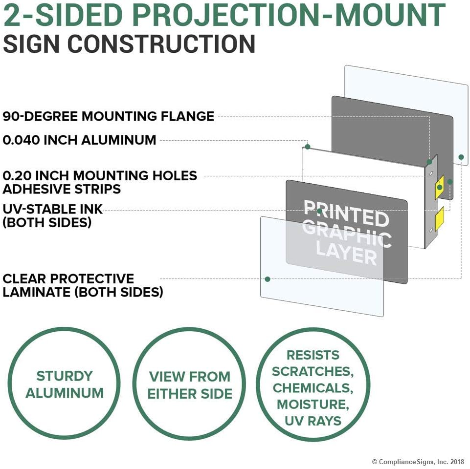 ComplianceSigns.com First Aid AED Wall Sign, Projection-Mount 9x7 inch White Aluminum for Emergency Response 9" x 7" 90D Aluminum