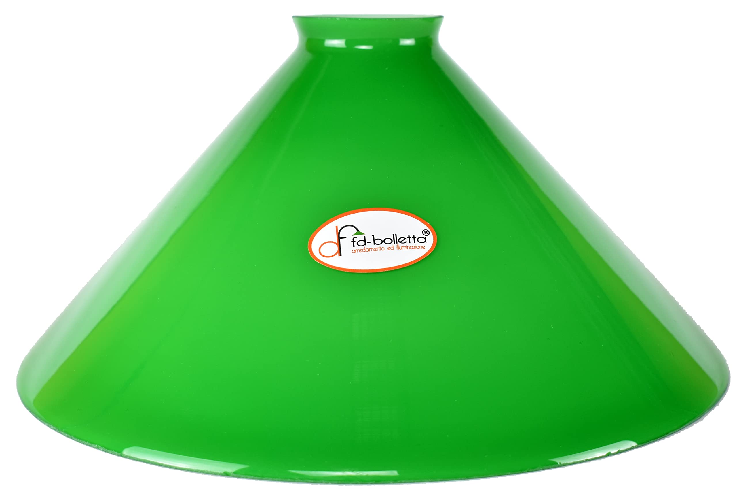 Paralume vetro cono,campana sostituzione per lampada,lampadari,ricambio paralume verde vc2 Misure:H 12cm,Ø vetro 25cm,Ø esterno imboccatura 5,3cm