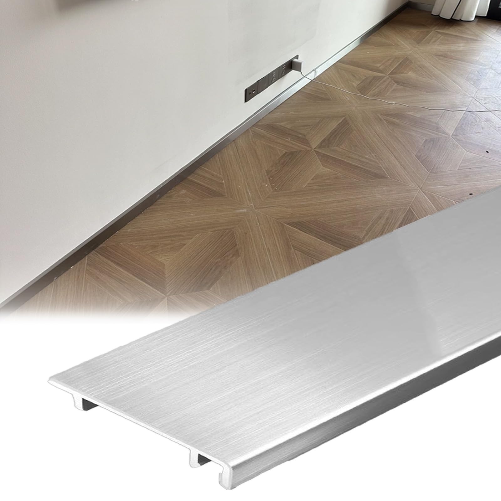 Zócalo Pared Zócalos con Acabado en Acero Inoxidable, Paquete de 1/2/3 Piezas, Tiras Decorativas de Pared para El Hogar, Oficinas, Estudios(3 Packs,H-5cm)