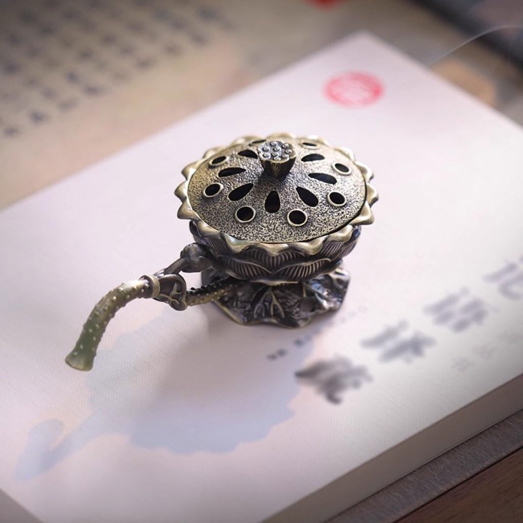 Quemador de Incienso de Reflujo Quemador De Incienso Portátil Creativo For Ceremonias Té En Interiores, Pequeño con Forma Loto For Uso Doméstico Adorno de Aromaterapia