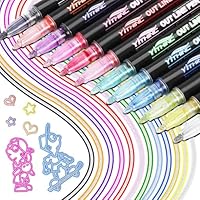 YITHINC Glitter Pens Outline Marker Pen, Stocking Fillers Kids, Arts and Crafts for Kids, Teenage Girls Gift, 12 Sparkle Metallic Colouring Pens, Christmas Gifts for 4-14 Year Old Girls