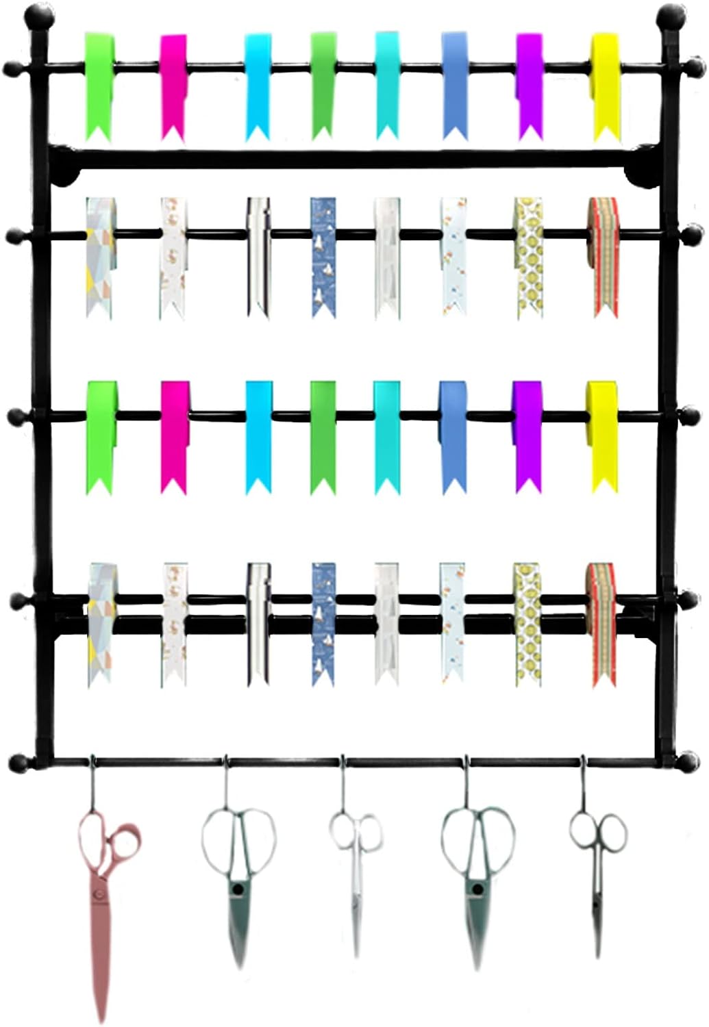 Space Saver Wrapping Paper Organizer Hanger,Craft Room Ribbon Holder/Scarf Rack, for Storage Sheets Shawl Quilt Blanket Pants(Black,100x80cm/39.4x31.5in)