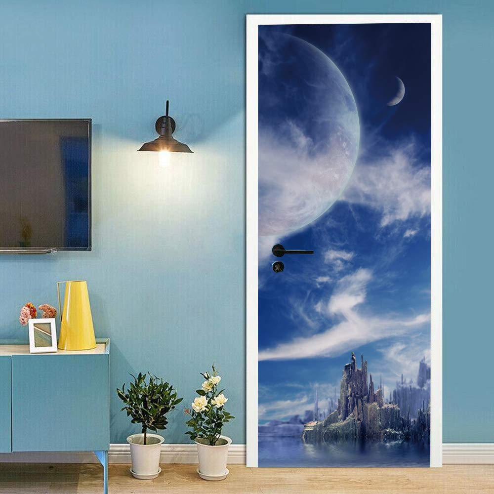 Sticker de porte trompe l'oeil pour cacher les défauts d'une porte 88x200