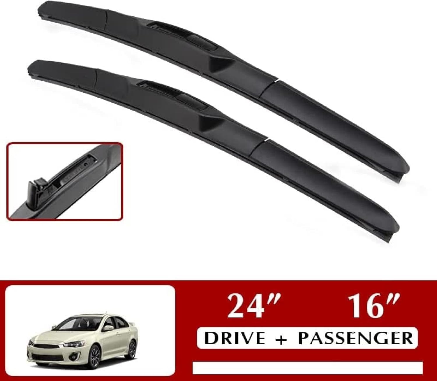 Oryginalny zestaw gumowa szyba wycieraczki do Mitsubishi Lancer Sedan 2008 2009 2010 2011 2012 2013-2016 2017 24 "+16", wycieraczki samochodowe