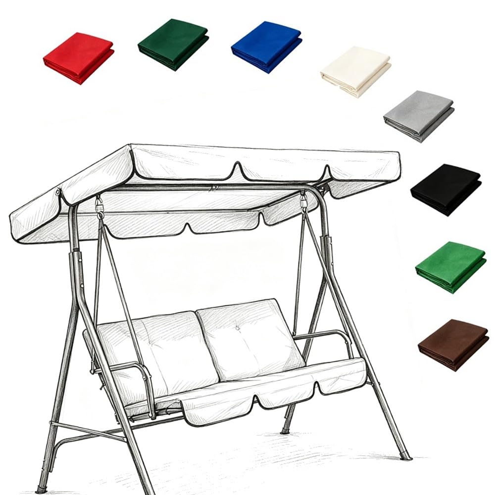 RTVGNSZSJL Porch Swing Canopy 56"×47" 64"×45" 75"×47" Outdoor Swing Canopy Replacement Top Cover Waterproof Oxford Cloth For Garden, Patio, Backyard(Brown,75x52in-190x132cm)