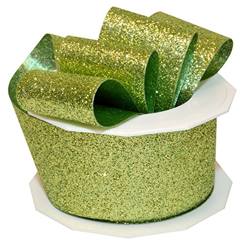 Morex Ribbon 98509/10-027 Princess Glitter Metallic and Nylon Ribbon, 1-1/2-Inch by 10-Yard, Lime
