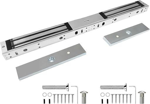 Double Door Electromagnetic Lock 280KG 600LBS Holding Force 5-Wire with Signal Feedback Double Door Magnetic Lock 12V DC Fail Safe NC Mode for Access Control System