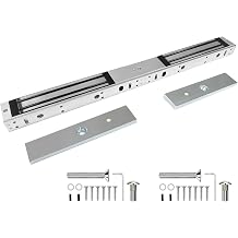 Double Door Electromagnetic Lock 280KG 600LBS Holding Force 5-Wire with Signal Feedback Double Door Magnetic Lock 12V DC Fail Safe NC Mode for Access Control System