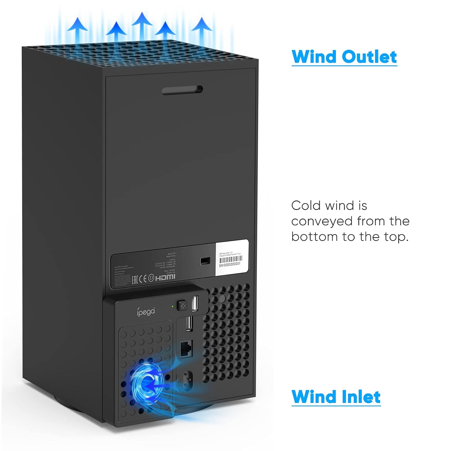 Auarte Cooling Fan for Xbox Series X - Upgrade Game Console Cooler with USB Hub Port, Quiet Efficient Heat Removal, 25 dB Noise Level, 3-Pin Power Connector