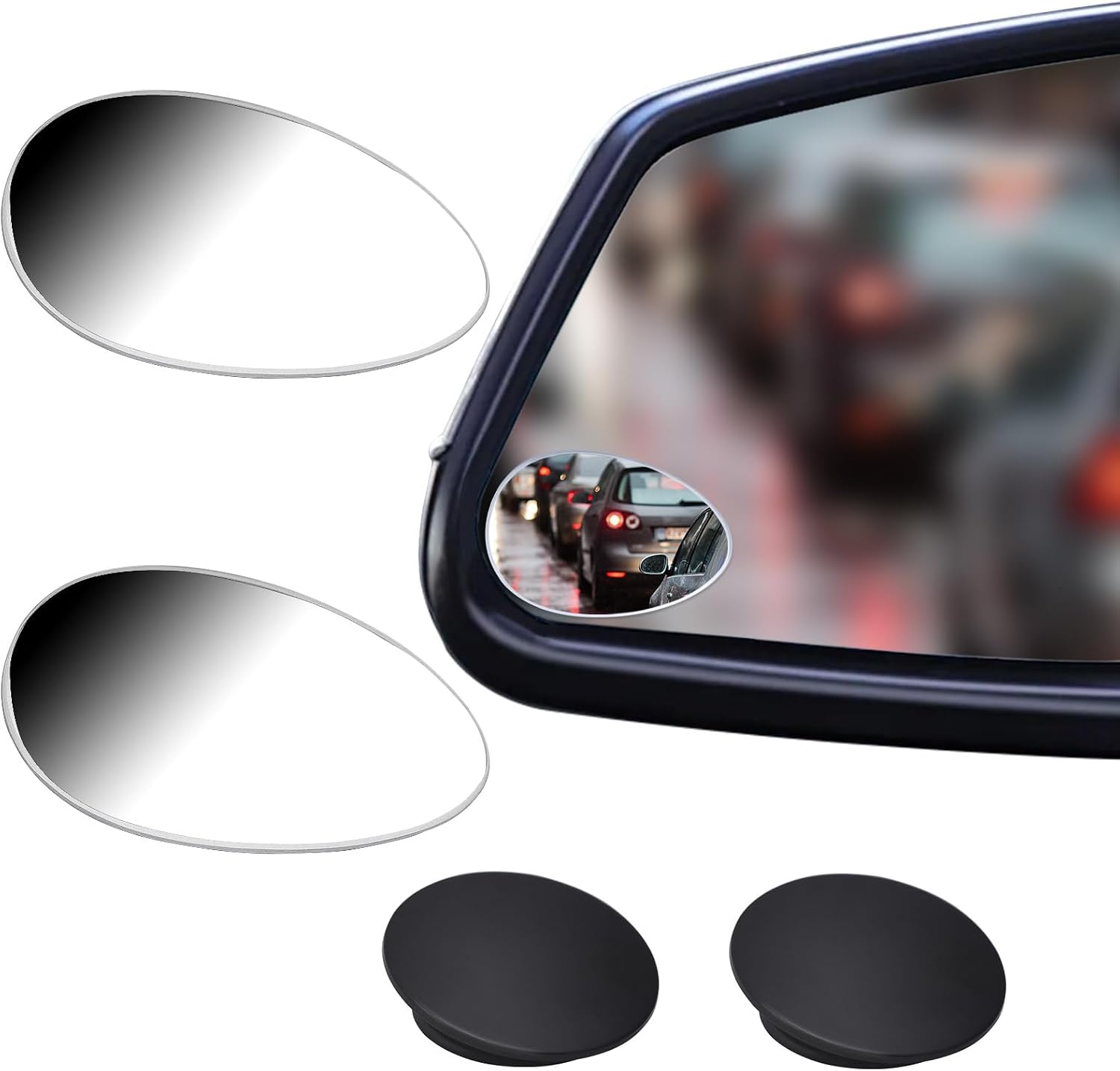 Toter-Winkel-Spiegel HD-Glas konvexe Linse rahmenlos verstellbar toter Winkel Spiegel f r konvex f r Autos LKWs SUVs Verkehrssicherheit   2 St ck BSM-Oval