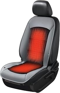FLORICH Winter Front Seat Covers Car Seat Cushion with Full Back Support in Winter Fuzzy&Leather Car Seat Cushion Driver Car Seat Protector Universal Fit Cars SUV Truck Van in Winter, Black&Gray
