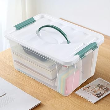 6-pack 14 Quarts Latching Storage Box, Clear Plastic Bin with Handle