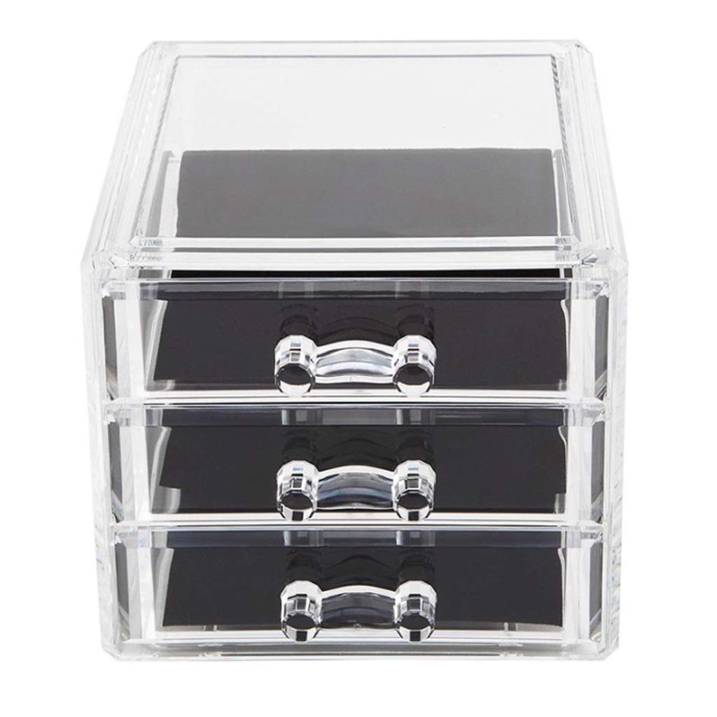 Organizadores de cosméticos Caja de almacenamiento de escritorio para el hogar Caja de almacenamiento de caja de maquillaje cosmético de 3 cajones, Caja de almacenamiento de cosméticos de plástico t