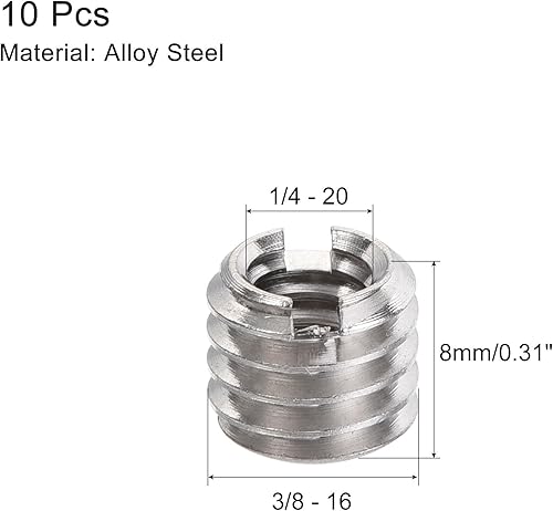 Miniatura 2 de uxcell Adaptador de tornillo de conversión macho de 14" hembra a 38" de altura de 0.31 pulgadas para trípode de cámara de acero de aleación de