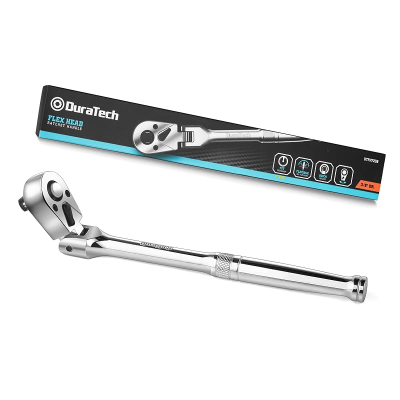 DURATECH Chave de Catraca com Cabeça Flexível, Encaixe de 9,5 mm e 72 Dentes