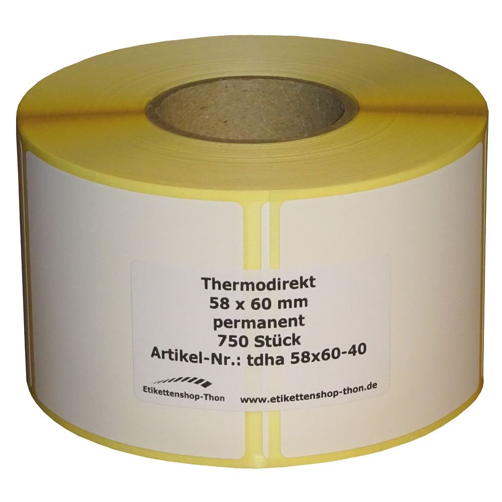 simhoa Thermal Permanent Labels 58 x 60 mm, Office Supplies - 7500 pcs - Roll of 10