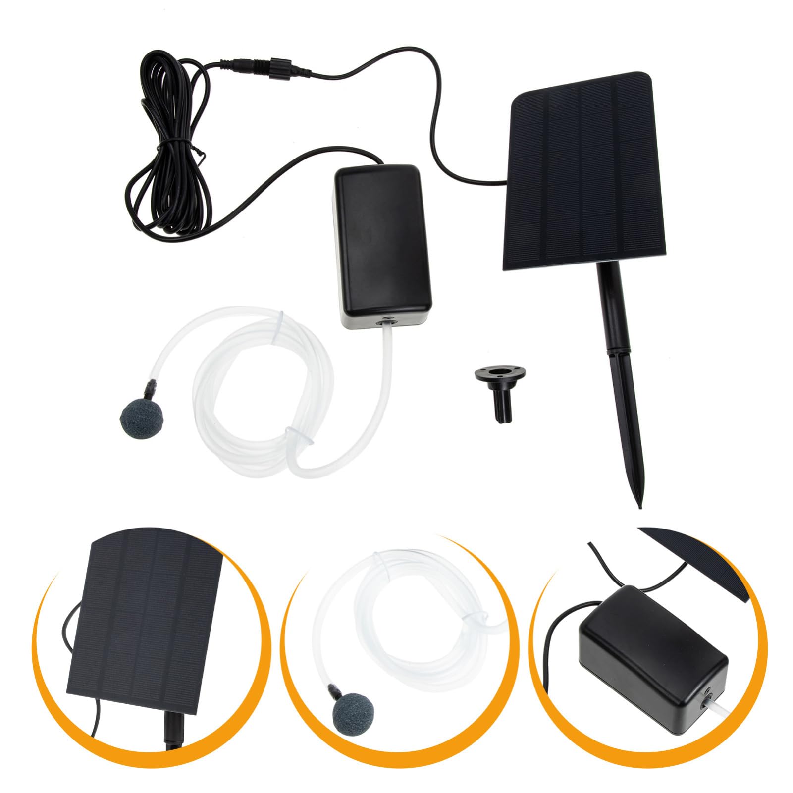 Happyyami 1ensemble Pompe à Solaire pour Aquarium Et Étang Économie Énergie Et Installation Facile Bulleur Air pour Aquariums Intérieurs Et Hydroponie