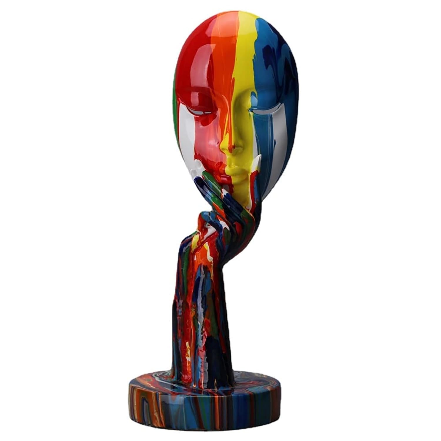 suruim Simple Creative Colorful Female Face Art Statue Thinker Sculpture Abstract Character Crafts Ornament Home Office Bedroom Living