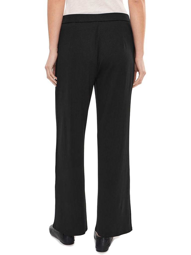 Black Eileen Fisher Ribbed Knit Wide Pants