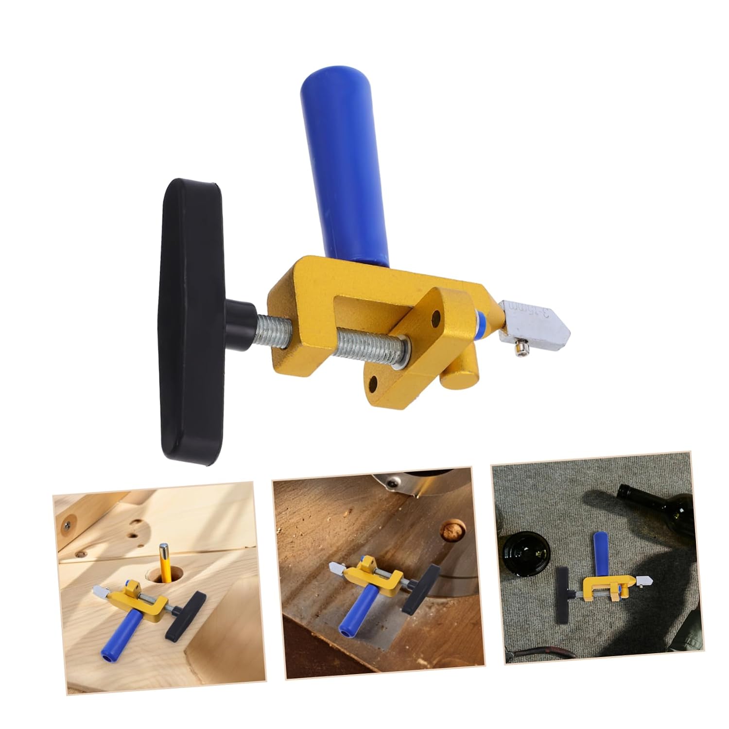 1 Set Portable Glass Cutter - 2-in-1 Manual Tile Cutter with Breaking Pliers Adjustable Cutting Tool for Glazed Tiles Mirrors and Glass