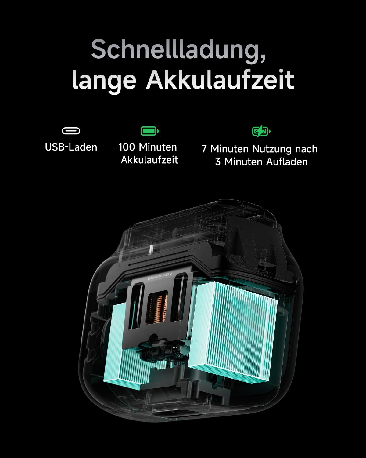 Laifen P3 Pro Elektrorasierer, Doppelmotor, CNC-Aluminium, Graphitgrau