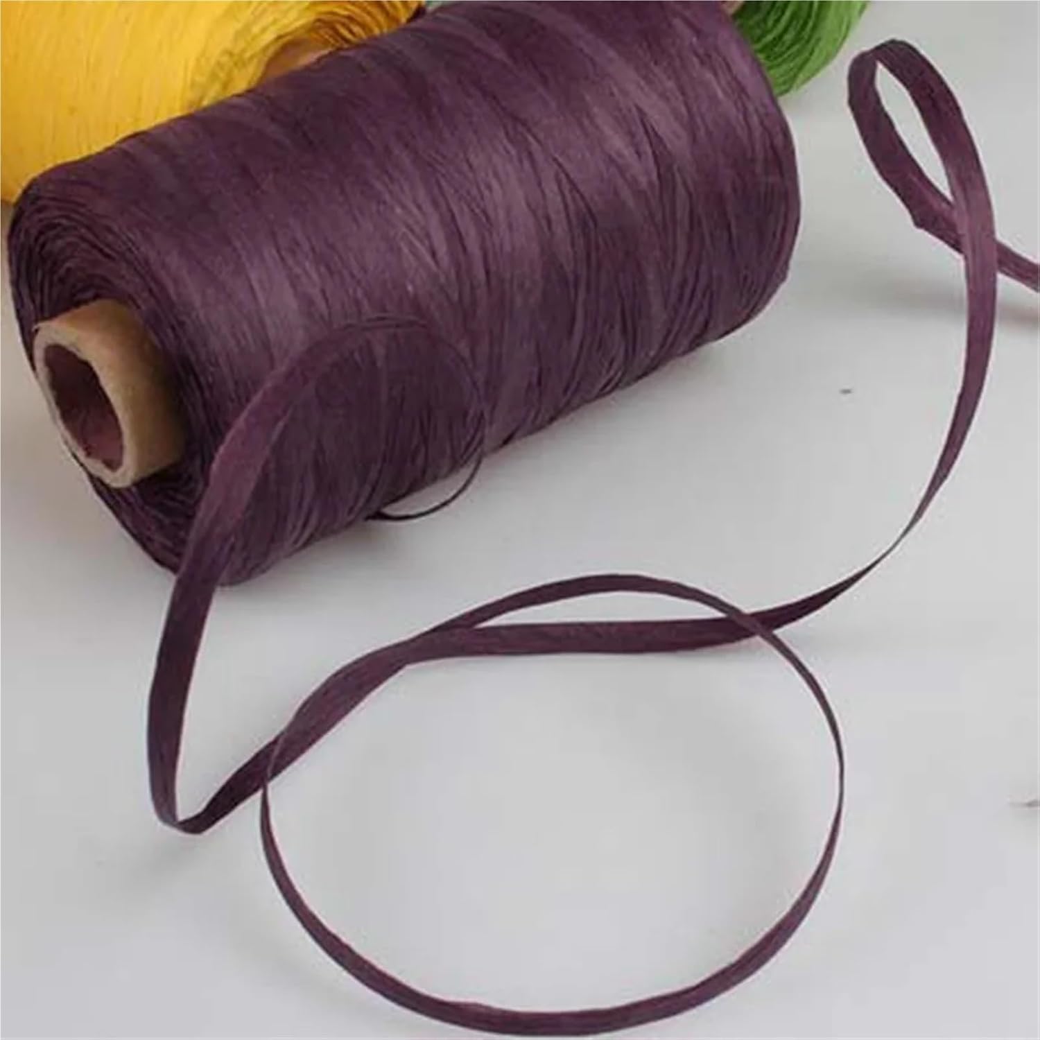 Raffia Paper Ribbon Twine Strings, Raffia Paper Straw Yarn Pack of 3 180m Per Roll Multicolor for Crocheting and Crafting(Red)