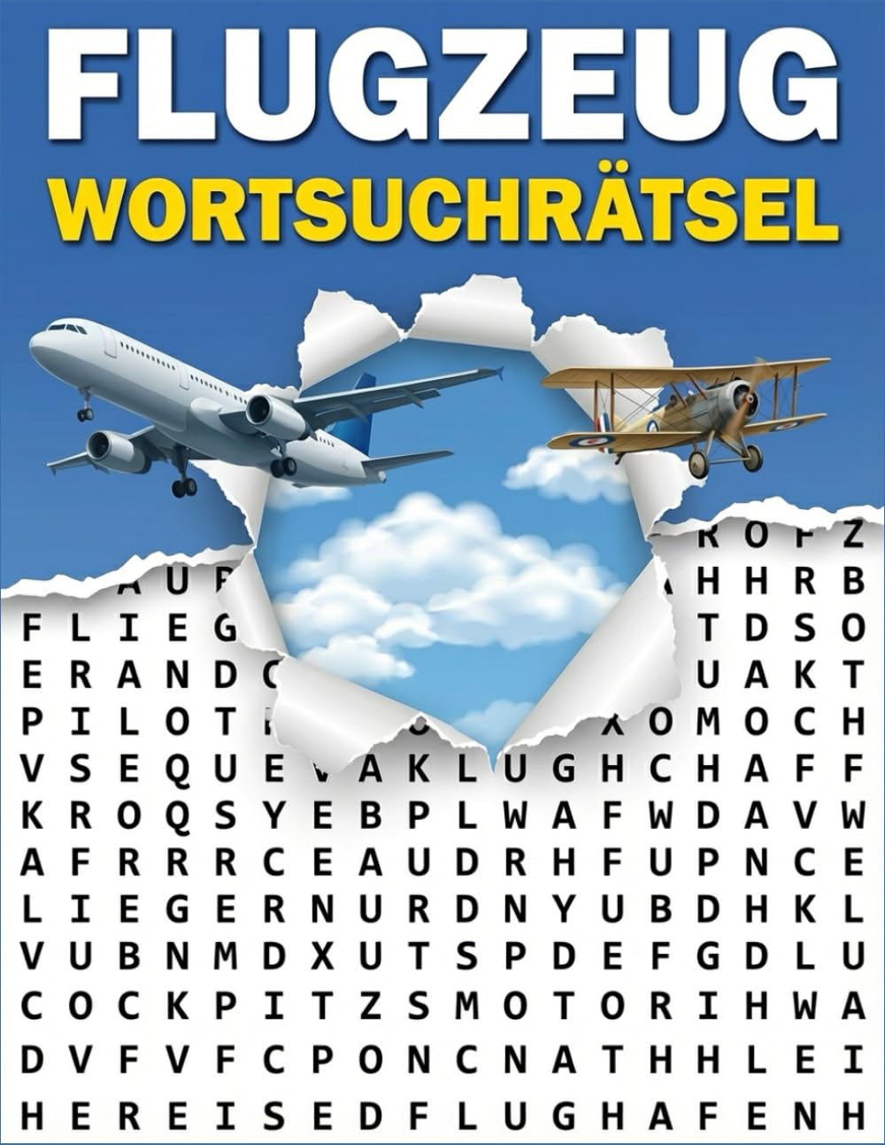 Flugzeug wortsuchrätsel: Rätselbuch für Flugzeugfans, Piloten und Aviation-Liebhaber – Mit Lösungen