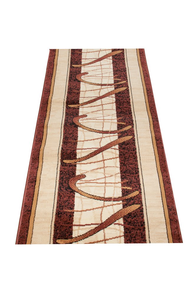 Tapiso Atlas dywanik kuchenny z krótkim włosiem w stylu retro z motywem liści kwiatowych brązowy/beżowy, polipropylen, beżowy/brązowy, 70 x 320 cm