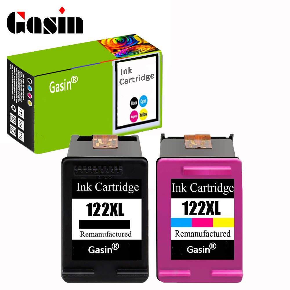 Gasin 122XL 2PK Remanufactured Ink Cartridges for HP Ink 122 Black and Color for HP Deskjet 1000 1050 1510 2000 2050 2540 3000 3050 1050A 2050A 3050A