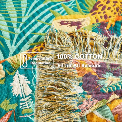 Image of LUTBM Boho Throw Blanket for Couch 50 inchx60 inch, Cotton Decorative Bed Throws