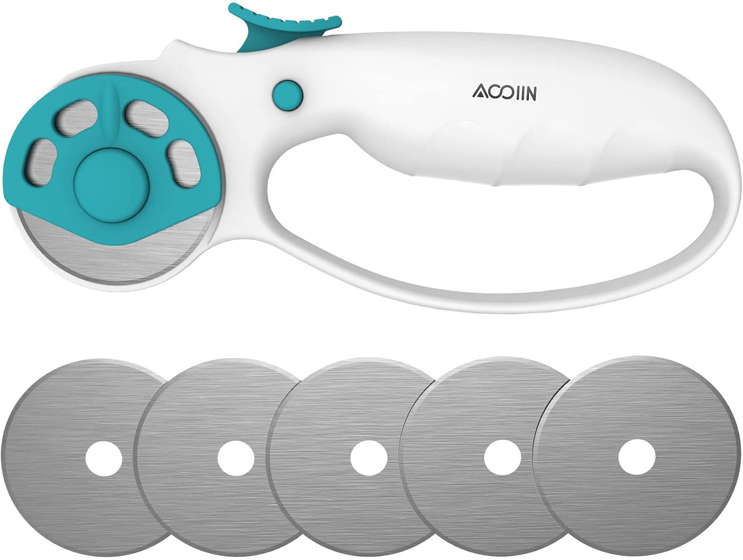 45mm Rotary Cutter for Fabric with 5 Pieces Replacement Blades Rotary Cutter with Safety Lock Sewing Accessories and Supplies for Crafting Sewing Quilting