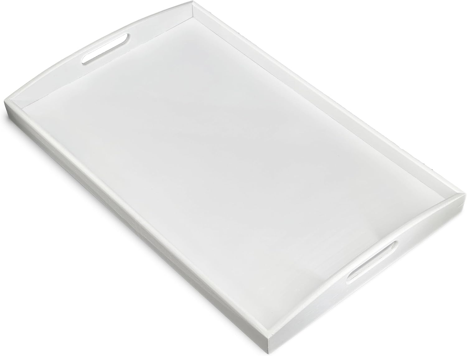 Bam & Boo White Bamboo Serving Tray Extra Large with Handles for Food, Drinks, Storage, Decor, Vanity, Breakfast, Parties, Weddings, Picnics(23.6” x 15” x 2.35”, White)