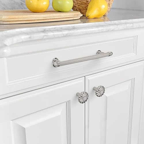Miniatura 2 de Asidrama Paquete de 10 tiradores de gabinete de níquel satinado cepillado de 5 pulgadas (5.039 in), manijas de gabinete, manijas de armario,