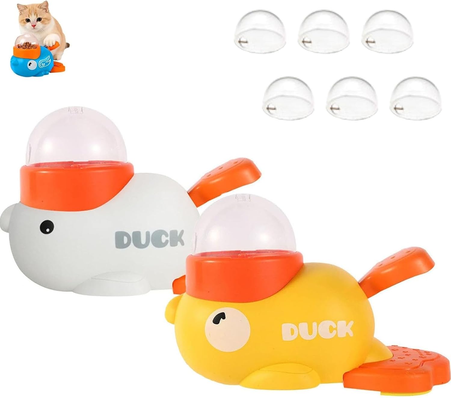 Yellow Duck Treat Dispenser, 2026 Upgrade 2-in-1 Dog Interactive Treat Dispenser Toy, Duck Cat Treat Dispenser, Food Slow Feeder, for Small & Large Cats Dogs (c)