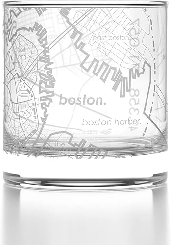 Miniatura 134 de Well Told Vaso de whisky grabado con mapa de Charleston, Carolina del Sur, vaso de rocas estilo antiguo (11 oz, transparente), vaso de whisky