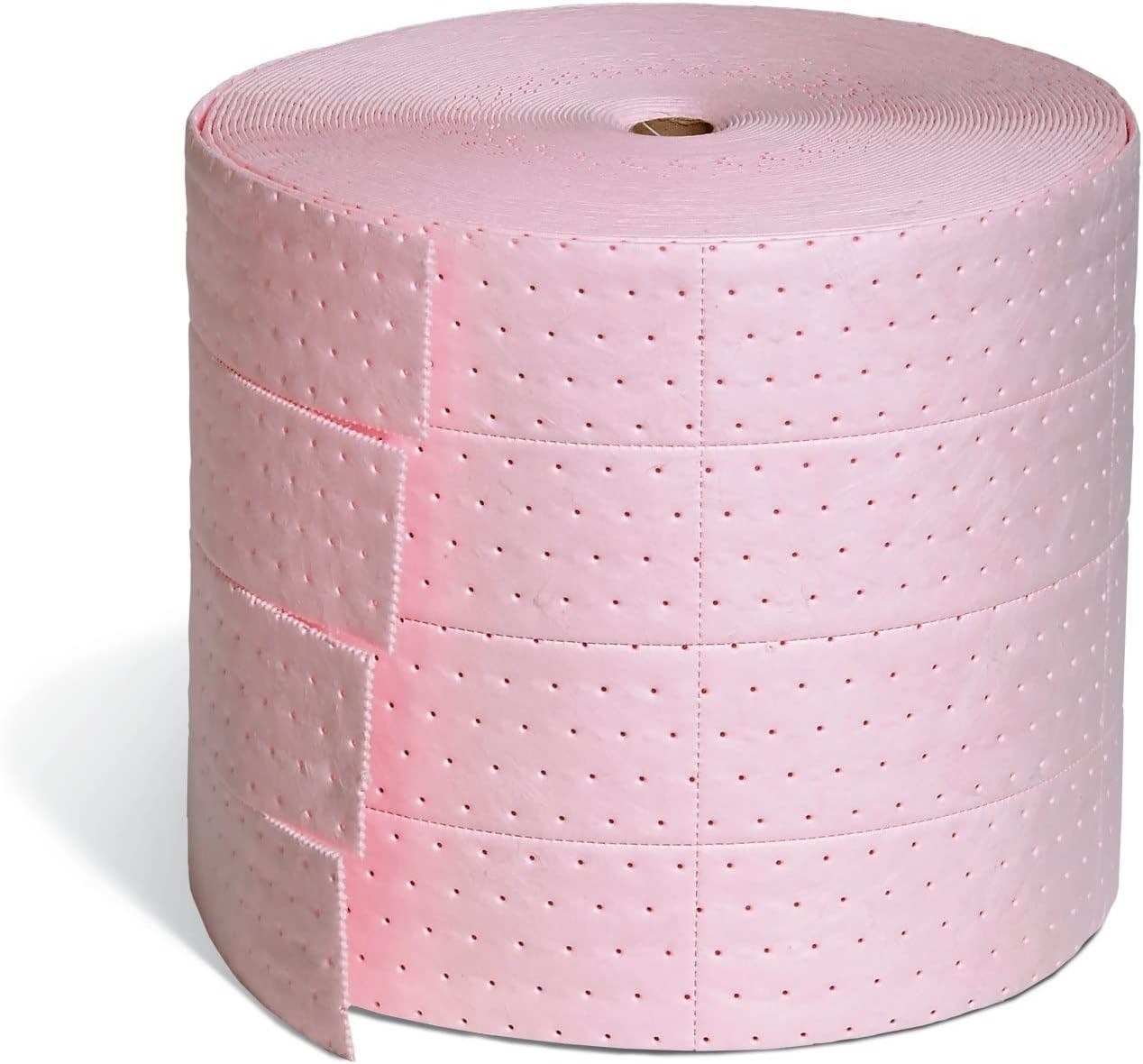 PIG Rip-&-Fit Hazmat Chemical Absorbent Mat Roll | Absorbs Acids, Bases & Unknowns | 15"W x 150'L | 19.6 Gallons Absorbency per Roll | Heavyweight | Pink | MAT343