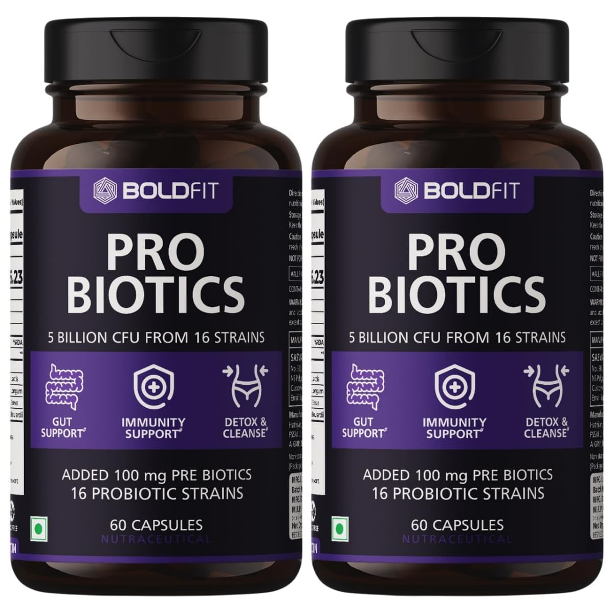 Probiotics 5 Billion CFU with 16 Strains and Prebiotics for Gut Cleanse Detox Digestive Health Bloating Relief Constipation Probiotic Supplement for Men and Women Supports Immunity Booster - 120 Veg Capsules