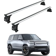 Roof Rack Cross Bars for Rivian R1S 2022Up Fits Factory Mounting Points, 330 lbs Capacity, Aluminum T-Slot Bars, Lockable, Heavy-Duty No-Drill Installation Silver