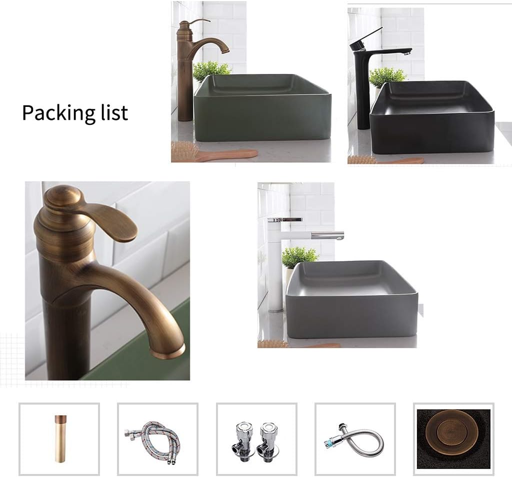 Pedestal Sinks Bathroom Sinks Black Square Wash Basin Simple Bathroom Sink Home Above Counter Basin Matte Glaze Gift