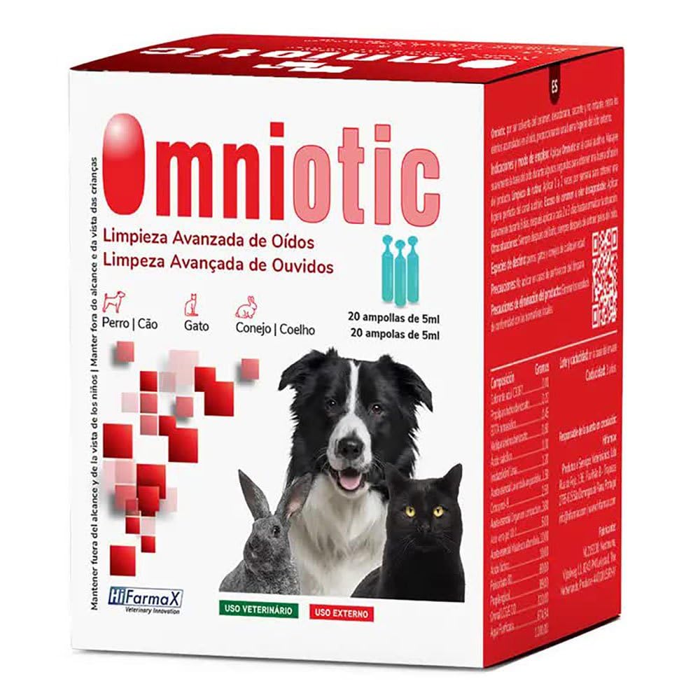 HIFARMAX Omniotique - Nettoyant pour Animaux de Compagnie, 20 x 5 ML