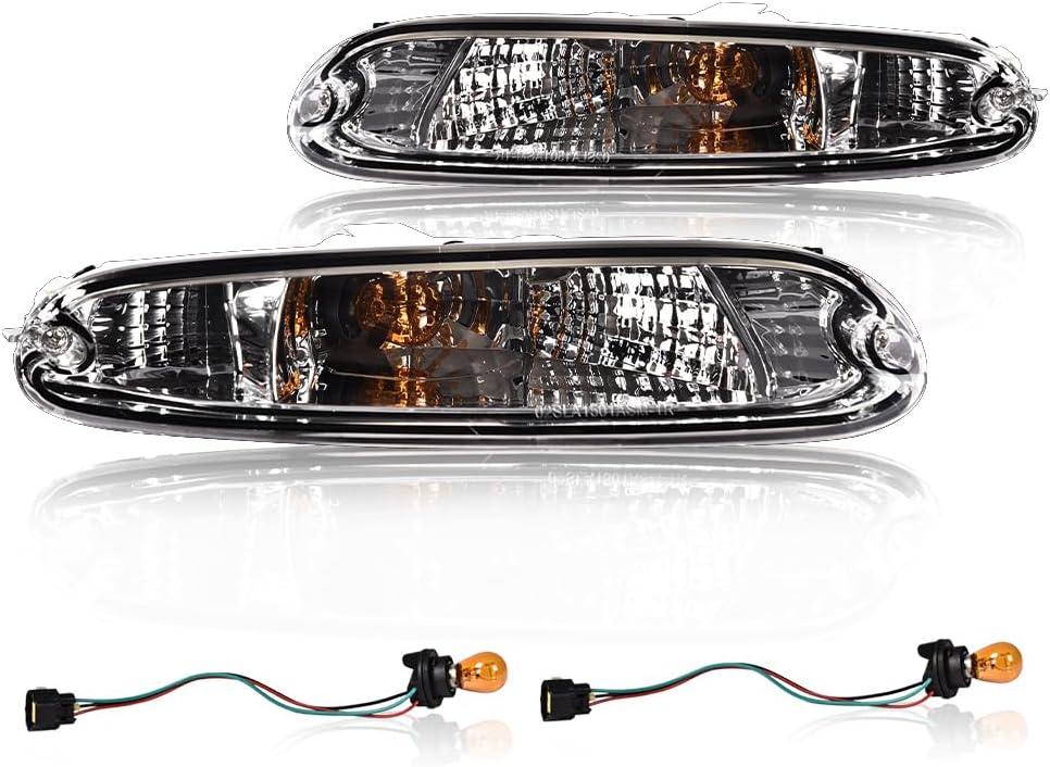 GRAND ORANGE Front Bumper Turn Signal Lights Pair with Bulbs Compatible with Mazda MX-5 Miata 1990 1991 1992 1993 1994 1995 1996 1997 8BN151060, 8BN151070 Halogen Clear Lens