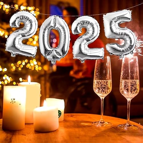 Kit Decoração Ano Novo Balões 2025 Gigante Reveillon Prata