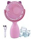 Toyshine Mini Portable Rechargeable Lanyard Handheld Fan with 3 Speed levels 180° Rotation Small Cute Kool Katty Fan for Travel/Office/Desktop Kids Girls indoor Outdoor use - Pink gallery image