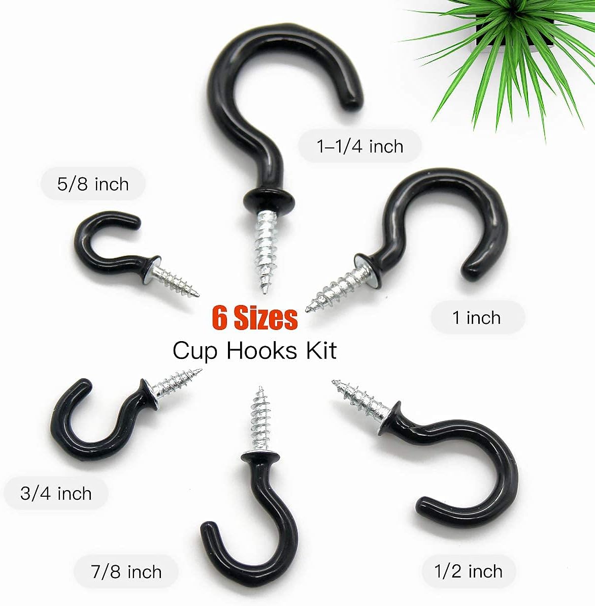 Tесh Dеаlѕ 🔥 70Pcs 6 Sizes Cup Hooks Kit, Vinyl Coated Screw-in Ceiling Hooks Hangers for Hanging Plants, Mugs, Wind Chimes, Screw Hooks Holder for Home Office Indoor Outdoor