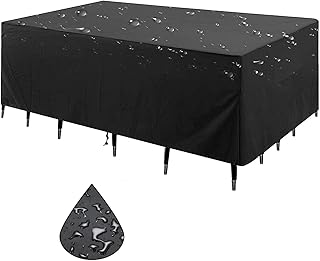 Jianghu Art Cover for Garden Furniture 200x110x75cm Garden Sofa Outdoor Table Cover, Waterproof Patio Table Covers 600D Heavy Duty Rattan Garden Furniture Covers Windproof Anti-UV