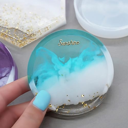 Miniatura 3 de 1 juego de moldes de resina de silicona, juego de 28 moldes de fundición de resina de silicona, incluye cubo, cuadrado, redondo con taza medidora y