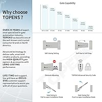 Vista 3 de TOPENS AT12131S Solar Single Swing Gate Opener Heavy Duty Automatic Gate Motor for Single Swing Gates Up to 18ft, Electric Driveway Gate Operator AC